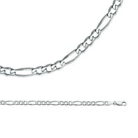 Čvrsta figaro ogrlica 14k bijeli zlatni lanac + konkavna veza polirana teška originalna, - 20,22