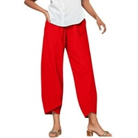 Ženske Casual ljetne džepne pantalone sa strukom čvrste elastične pantalone za žene