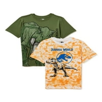 Jurassic World Boys Ekstremna Opasnost Grafička Majica, 2 Pakovanja, Veličine 4-18