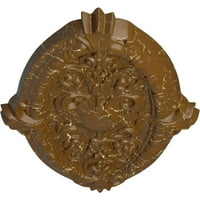 Ekena Millwork 3 8 W 1 4 H 3 4 P Marcella stropni medaljon, ručno oslikani Smokey Topaz Crackle