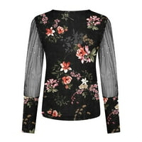 Floleo ženski vrhovi bluza za klirensu za klirens žene dugih rukava s cvjetnim tiskarskih majica pulover