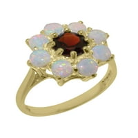 Britanci napravili 18k žuti zlatni ženski prsten prirodni Garnet & Opal Reats Ring - Opcije veličine -