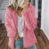 ženski modni modni ženski Casual kapuljačom plišani topli sakoi Zipper kardigan gornji kaput ženski flis jakne kaputi Hot Pink + XXL