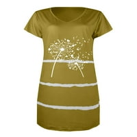 Lumento Žene Kratke Mini Haljine V Izrez Sarafan Rukav Majica Haljina Ljuljačka Maslačak Print Žuti Maslačak