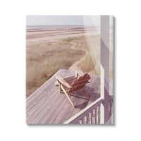 Stupell Industries Lone Lounge Chair ruralna plaža trava trijem slika Galerija umotano platno print zid