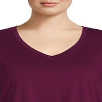 Terra & Sky ženska majica s V izrezom veličine Plus veličine sa kratkim rukavima