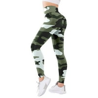 wofedyo pantalone za žene Waist Workout Workout ženski Print visoke pantalone za jogu kontrolne pantalone za stomak pantalone pantalone zelene 2XL