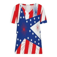 Kratki rukav Ležerni elegantna haljina i prugasta američka zastava Print 4. jula Patriotska košulja Labavi
