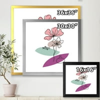Designart 'Abstract Flowers Plants With Elementary Shapes IV' modern Framedred Art Print