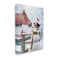 Stupell Industries konj jedu snjegović šargaretni scena za odmor Galerija zamotana platna Print Wall Art Art