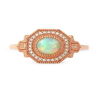 Carski dragi kamen 10k ružičasto zlato okrugli rez Etiopski Opal 1 8ct dijamantski Halo ženski prsten