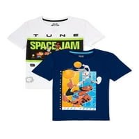 Space Jam Boys Tune Squad Grafičke Majice, 2 Pakovanja, Veličine 4-18