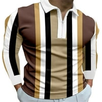 Zodanni Men Polo majica REVAL vrat TOPS Zipper T majice Patchwork bluza Jesen Pulover sivo bijelo l