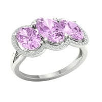 Imperial Gemstone 10k bijeli zlatni ovalni rez ružičasti ametist CT TW Diamond tri kamena halo ženski prsten