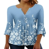Capreze Women Fall Tops rupa za rupu tunika košulje cvjetno print majica TEE V izrez Pulover Style-k s