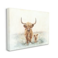 Stupell Highland goveda i baby teleće seoske životinje i insekti Galerija slikanje zamotane platnene