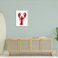 Stupell Industries Red Lobster Marine Paint Speckled Watercolor Painting White Framered Art Print Wall
