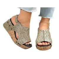 Lacyhop Ženska platforma Sandal gležnja za gležnjeve Ležerne cipele Summer Wedge Sandals Party Magic Tape