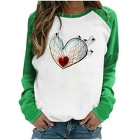 Juebong ženske karirane ljubavi srce grafička bluza majica Sretan Dan zaljubljenih pulover vrhovi Dugi