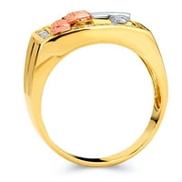 Welingsele Muške čvrste 14k tri boje Bijela žuta i ružičasto ružičasto zlato polirano CZ CUBIC ZIRCONIJA desni prsten za prsten - veličine 8