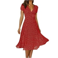 Ženske polka točkice ljetne haljine casual fahsion kratka rukava cvjetna haljina za ispis dame elegantne