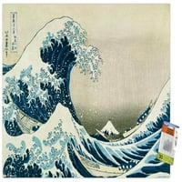 Veliki val od Kanagawa od zidnog postera Hokusai sa push igle, 22.375 34
