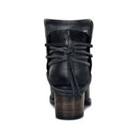 Zunfeo kaubojske čizme za žene Vintage Classic Chunky Heel Gležnjače za jesen zima Zip široke Tele Zapadne