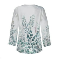 Ženski ljetni vrhovi ljetni Ženski modni ležerni dugi rukavi gumbi za cvijeće Print u-izrez pulover Top