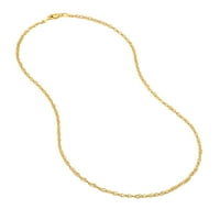 14k žuto zlato Ženska ogrlica sa dvostrukim užetom od 16 kvadratne žice