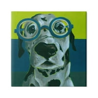 Stupell Industries Funny Dalmatinski pas naočale Životinje i insekti Slikarstvo Galerija zamotana platna