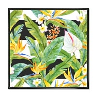 Žuto cvijeće i tropsko lišće IV uokvireno slikarstvo platno Art Print