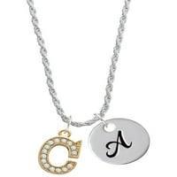 Delight Jewelry Goldtone Crystal Initial-C-Silvertone Script Initial Disk-A-Charm Ogrlica, 20+3
