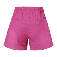 Ženske kratke hlače Plus Veličina udobne vezice Ležerne elastične pantalone sa džepom za struk vruće ružičaste