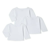 Garanimals osnovna majica za djevojčice sa dugim rukavima, 3 pakovanja, veličine 0 3M-24M