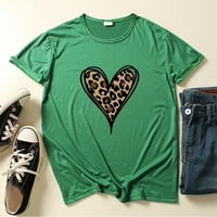 Majice za žene modni kratki rukav Love Leopard štampani labavi Crop Tops zeleni XXL