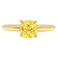 1.5 CT jastuk izrezan žuti simulirani dijamant 14k prsten za godišnjicu žutog zlata veličine 6