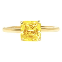 2.5 ct asscher rezani žuti simulirani dijamant 18k žuto zlato godišnjica zaručničkog prstena veličina