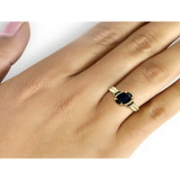 JewelersClub Sapphire Prsten Birthstone Nakit-2. Carat Sapphire 14k pozlaćeni srebrni prsten nakit sa crnim dijamantskim naglaskom-prstenovi od dragog kamenja sa hipoalergenom 14k pozlaćenom srebrnom trakom