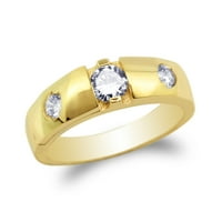 Ženske 10k žuto zlato okruglo CZ ugrađeni vjenčani prsten veličine 4-10