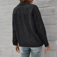 Vintage Žene Ležerne prilike modernog jakna od kože od solidne boje Corduroy Cardigan jakna