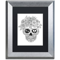 Zaštitni znak likovne umjetnosti Izgubljena ljubav šećerna lubanja Canvas Art by Hello Angel, crni mat, srebrni okvir