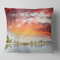 Designart Roatan Beach Sunset Panorama - jastuk za bacanje fotografija na obali mora - 16x16