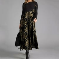 EGMY WOGE Jesen i zimska casual tanka dugačka boemska haljina s dugim rukavima, padne haljine za žene