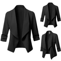 Lovskoo Womens Casual Blazer jakne džepove Trendy Solid Open Revel Cardigan s dugim rukavom kaput crna