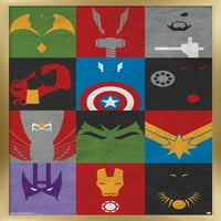 Marvel Comics - Avengers - Minimalistički mrežni zidni poster sa drvenim magnetskim okvirom, 22.375 34