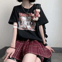 DanceeMangoo Kawaii Harajuku Modni Pastel Goth Slatka Estetska Meka Japanski Stil Anime Povrijeđena Djevojka T-Shirt