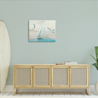 Stupell galebovi leteći okeanski jedrilica Pejzaža slikarstvo zamotana platna Print Wall Art
