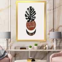 Designart 'Abstact tropical Palm list, minimalno Sunce i Mjesec II' moderni uokvireni umjetnički Print