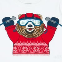 Garanimals Dječji Skijaški Medvjed Grafički Majica Sa Dugim Rukavima