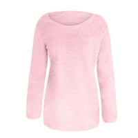 Penskeiy ženske vrhove žene modne labave plišane pune boje dugih rukava duks majica na vrhu ružičaste y2k odjeću